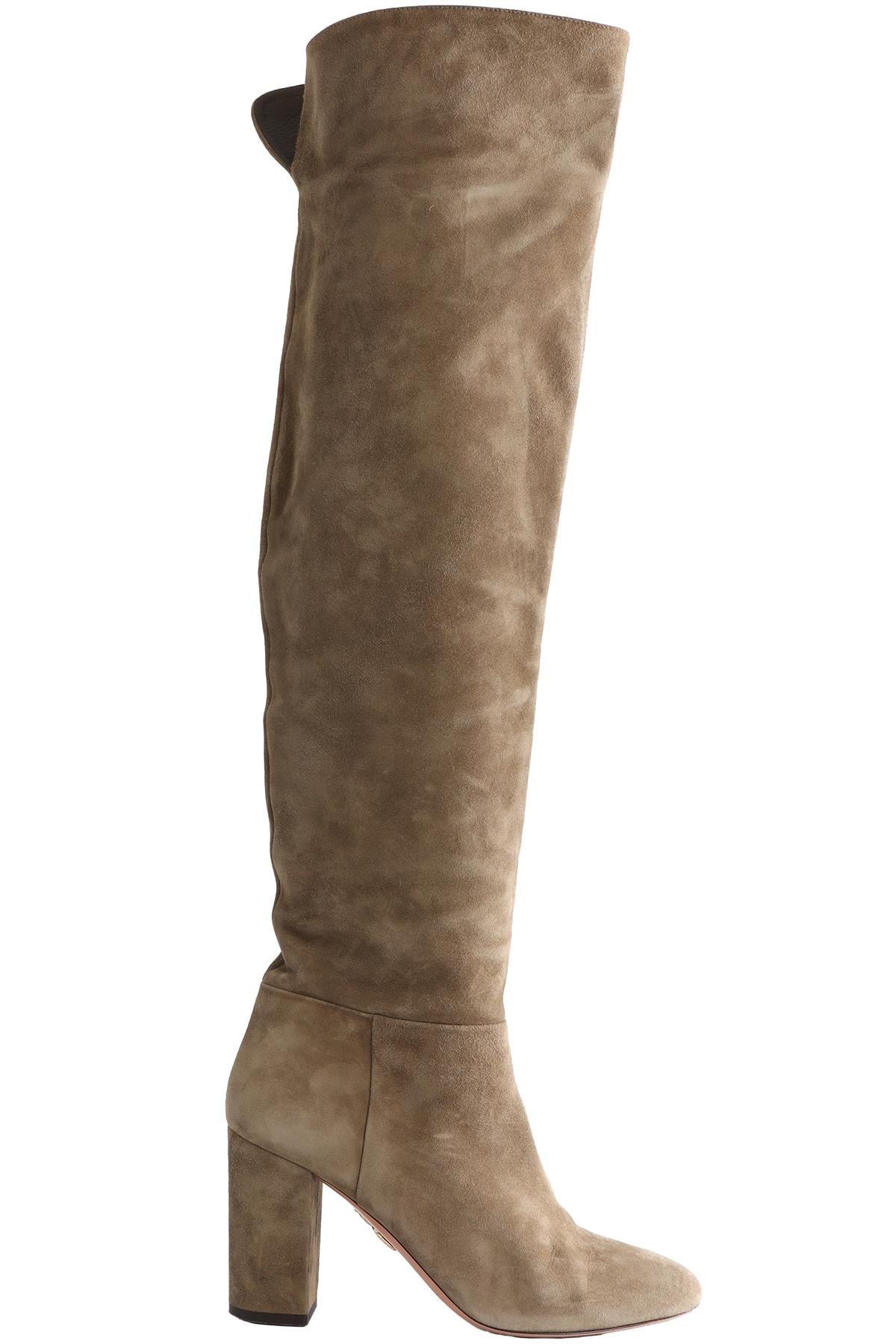 AQUAZZURA GREEN SUEDE OVER THE KNEE BOOTS EU 40 UK 7 US 10