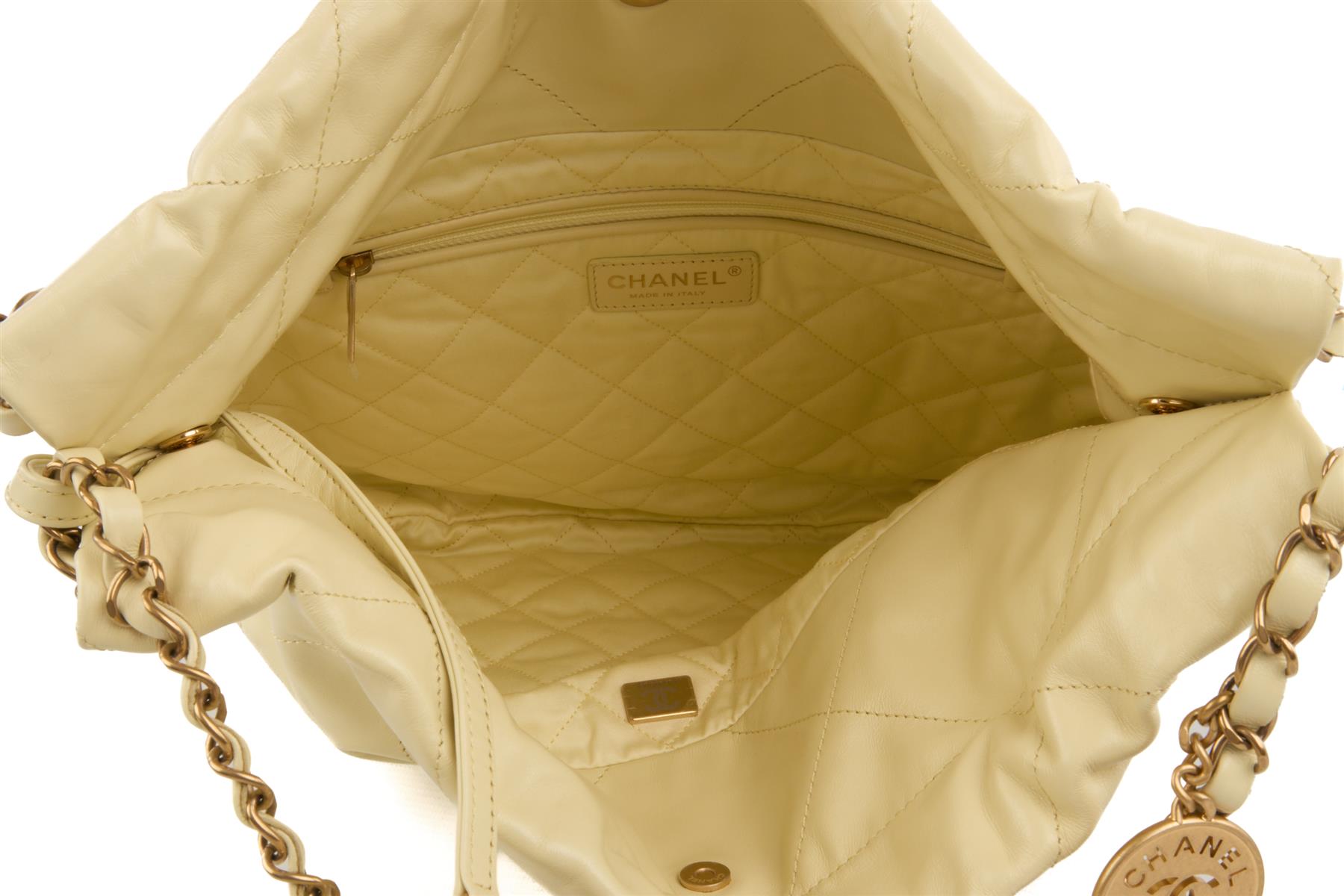 CHANEL YELLOW 2023 22 SMALL QUILTED LEATHER SHOULDER BAG