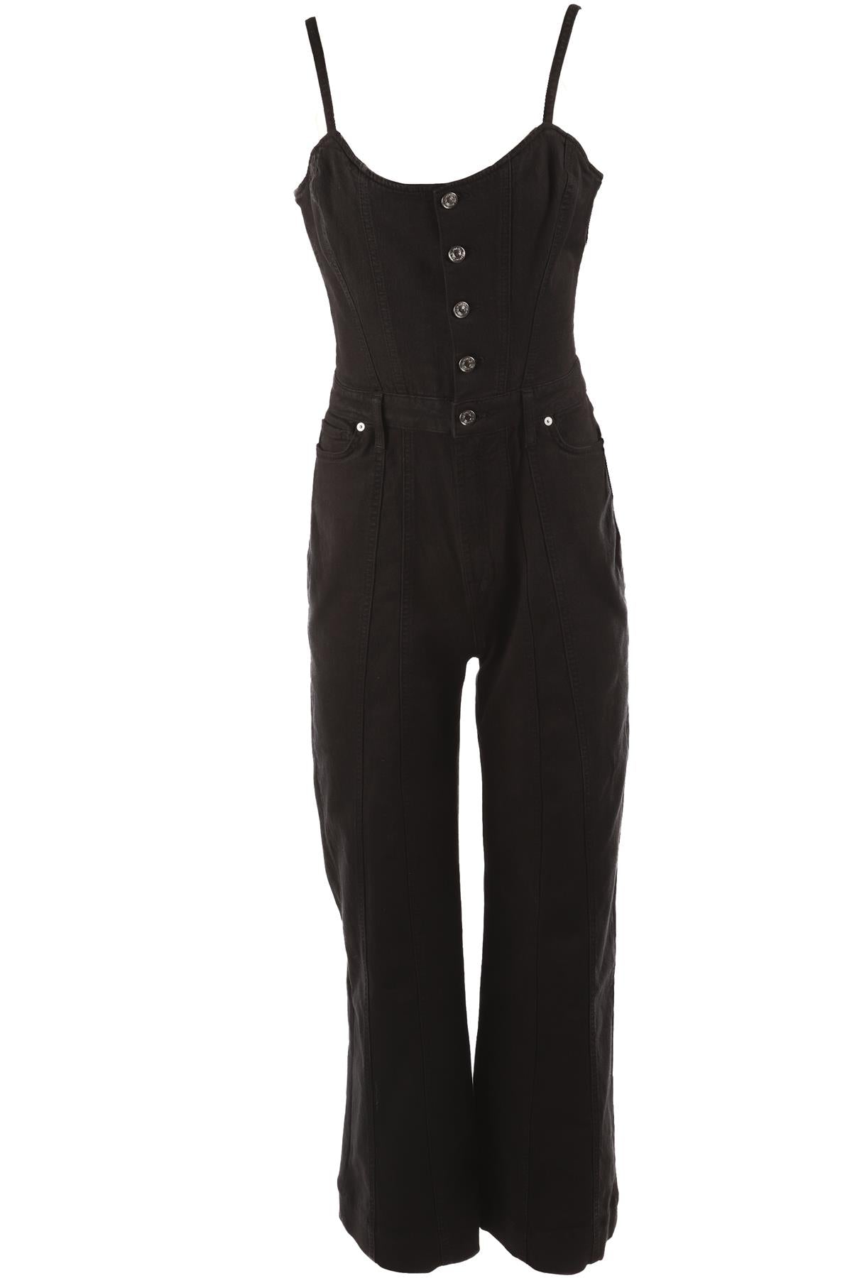 7 FOR ALL MANKIND BLACK COTTON JUMPSUIT MEDIUM