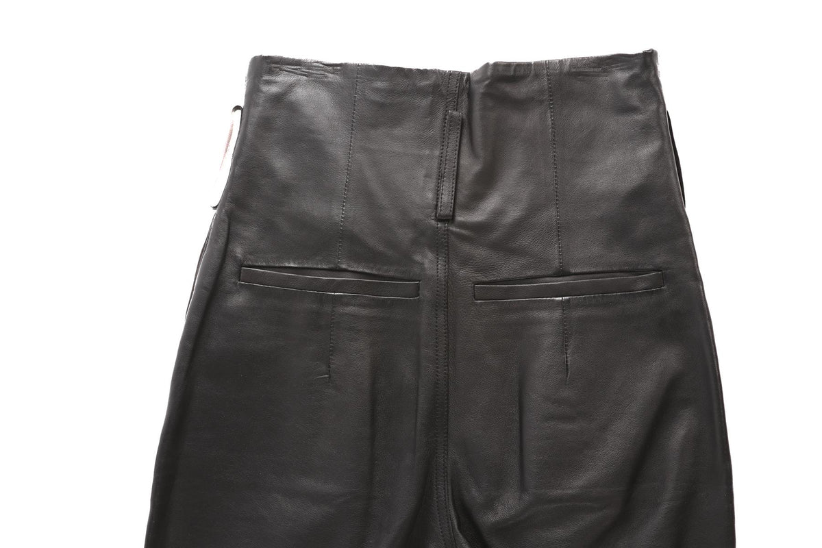 GRLFRND BLACK LEATHER STRAIGHT LEG PANTS W24 UK 6