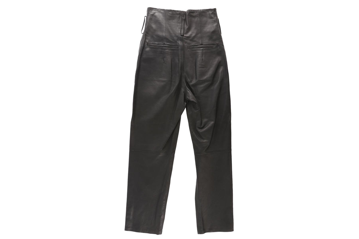 GRLFRND BLACK LEATHER STRAIGHT LEG PANTS W24 UK 6
