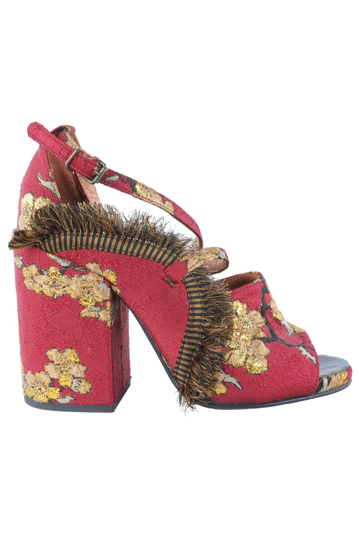 DRIES VAN NOTEN RED FABRIC SANDALS EU 38.5 UK 5.5 US 8.5