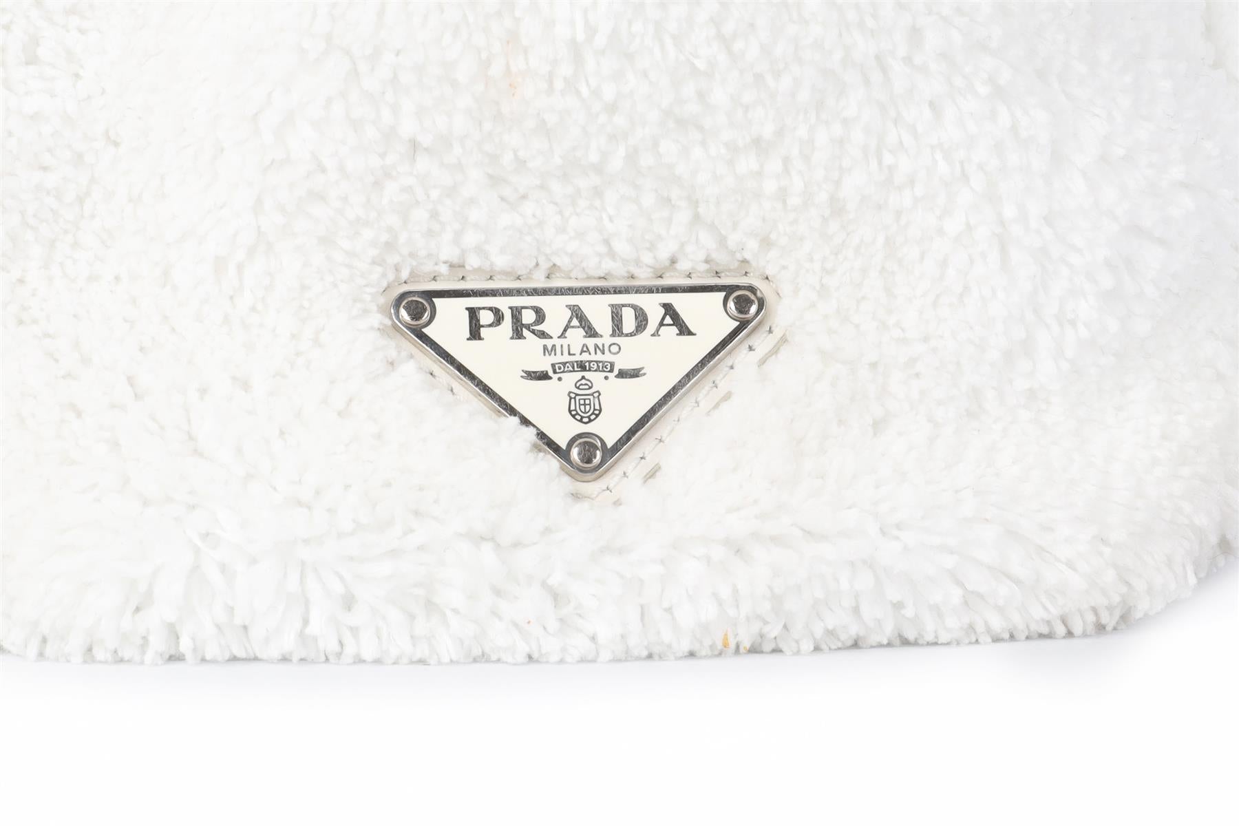 PRADA WHITE TERRY CLOTH TOTE BAG