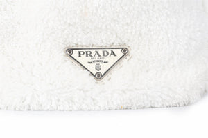 PRADA WHITE TERRY CLOTH TOTE BAG