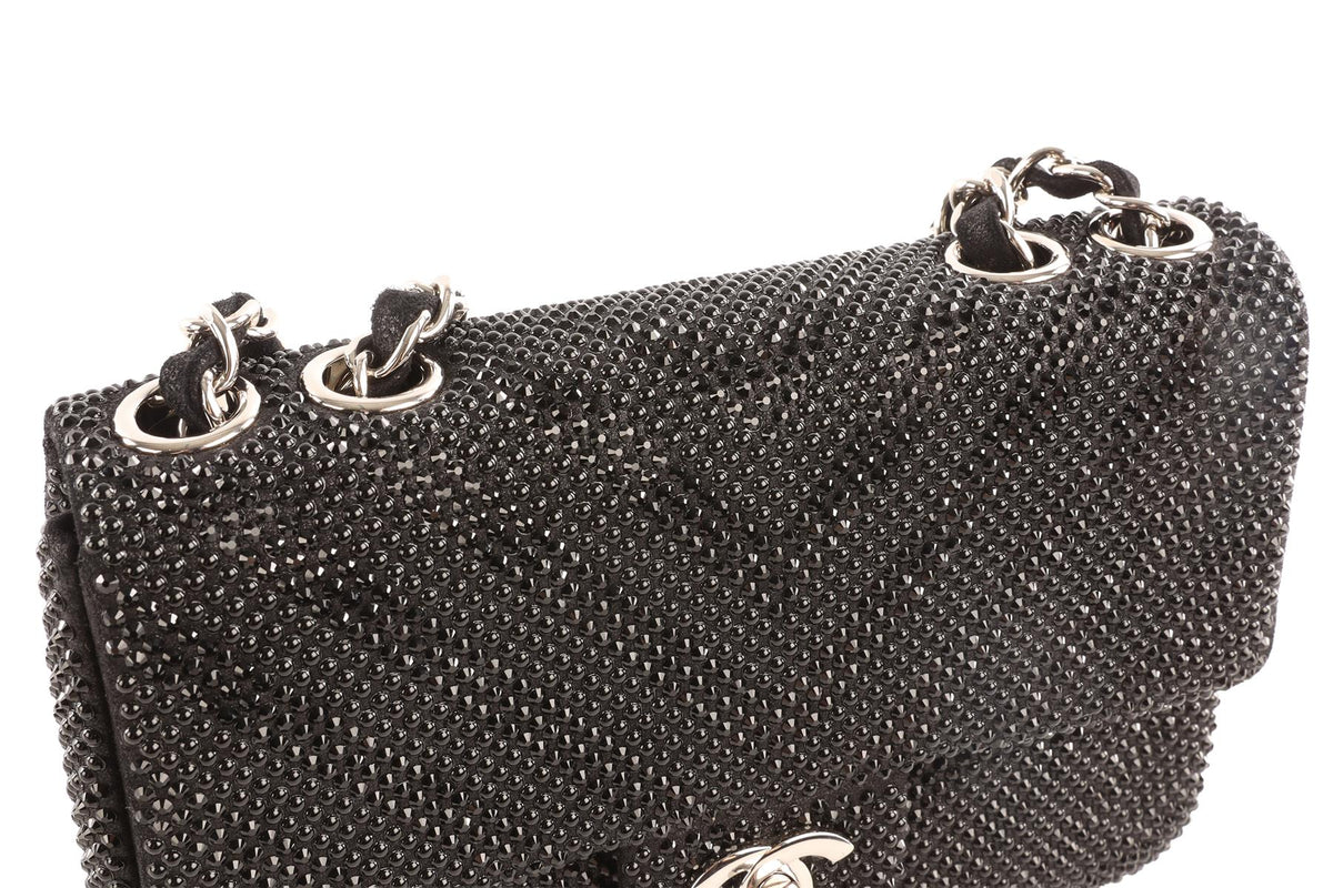 CHANEL BLACK 2017-2018 MINI FLAP CHEVRON STRASS SHOULDER BAG