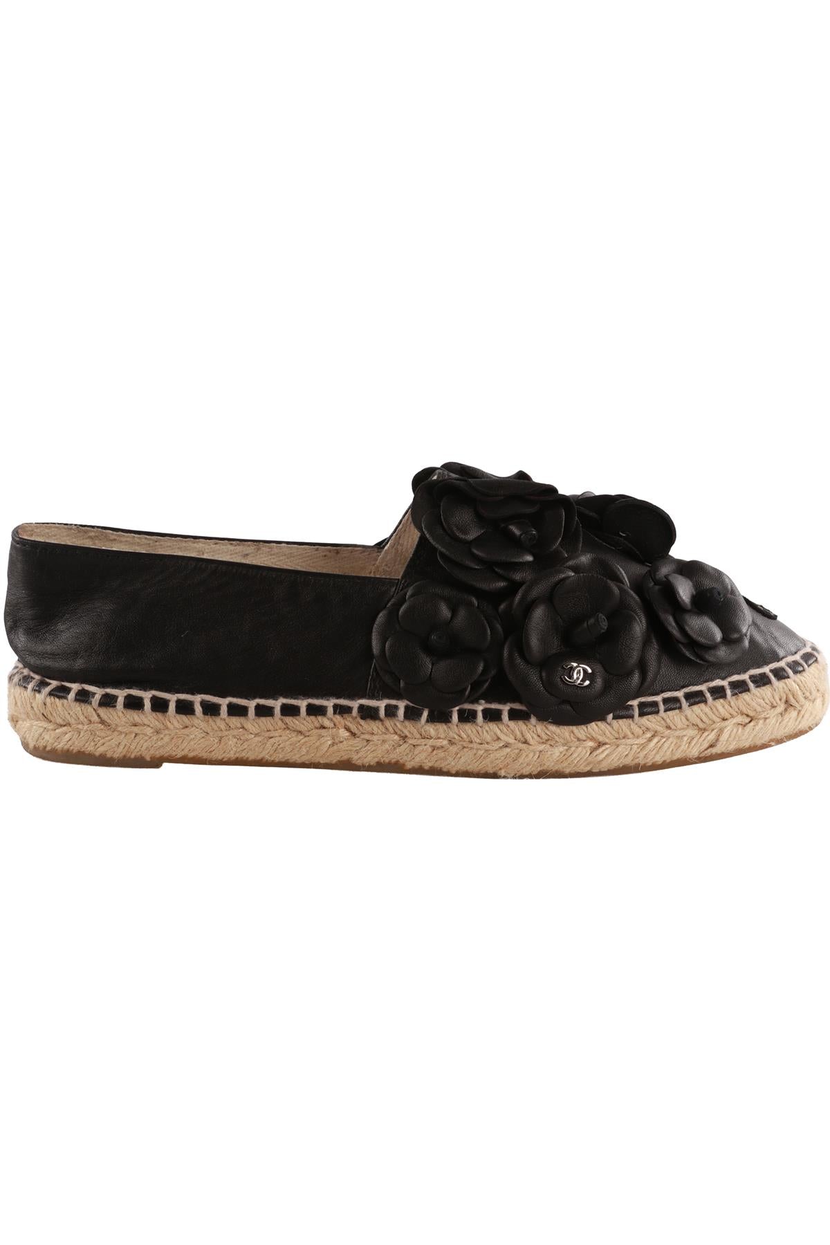 CHANEL BLACK 2017 LEATHER ESPADRILLES EU 41 UK 8 US 11