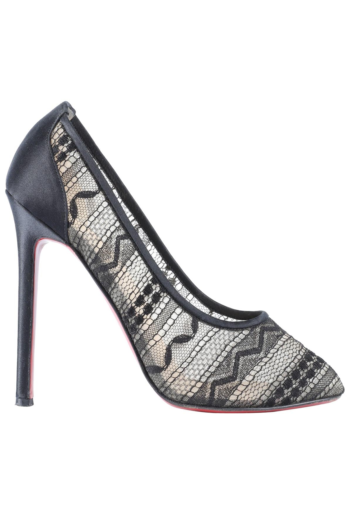 CHRISTIAN LOUBOUTIN BLACK DORISSIMA MESH PUMPS EU 38 UK 5 US 8