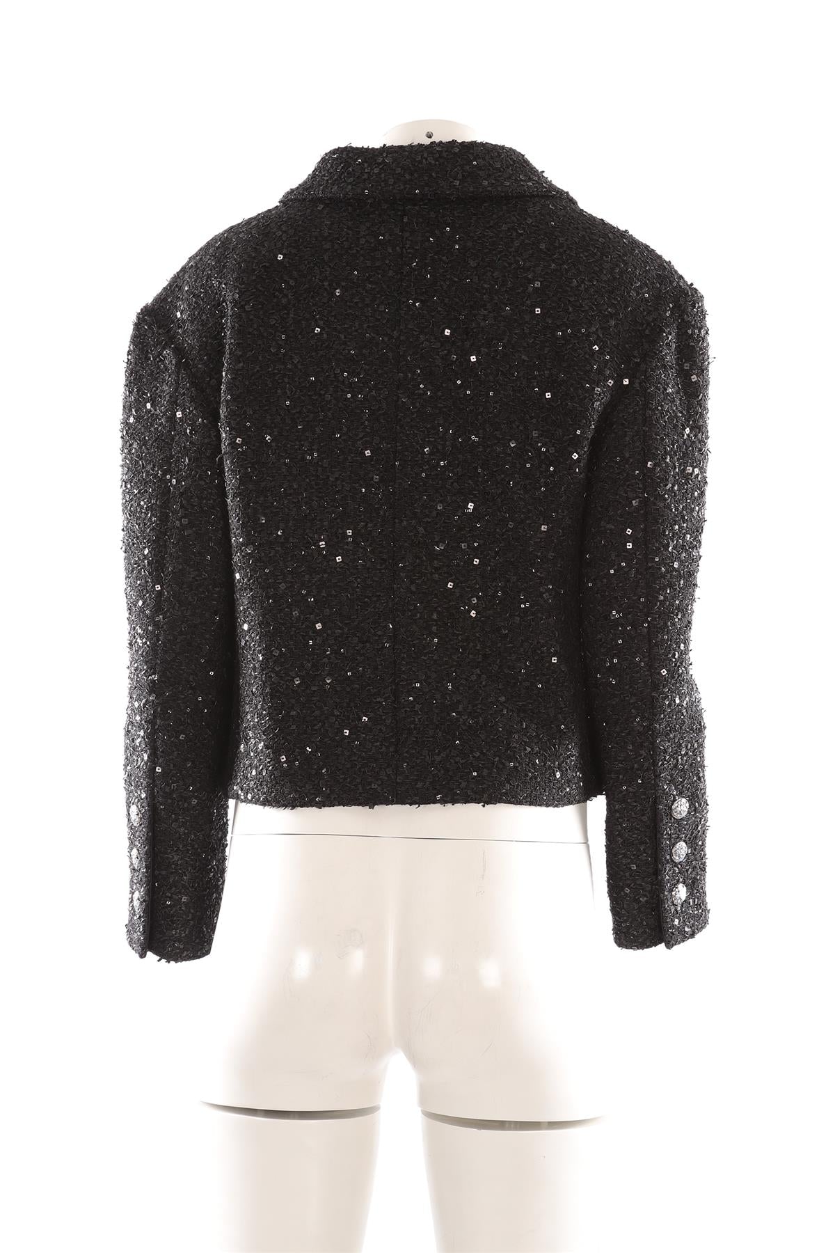 CHANEL BLACK 2024 SEQUIN BLAZER FR 44 UK 16