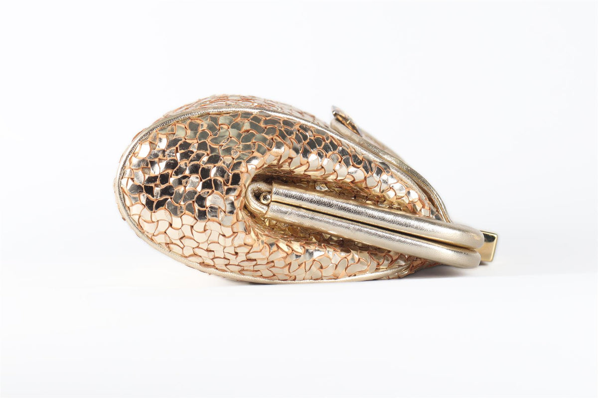 ANYA HINDMARCH GOLD LEATHER CLUTCH