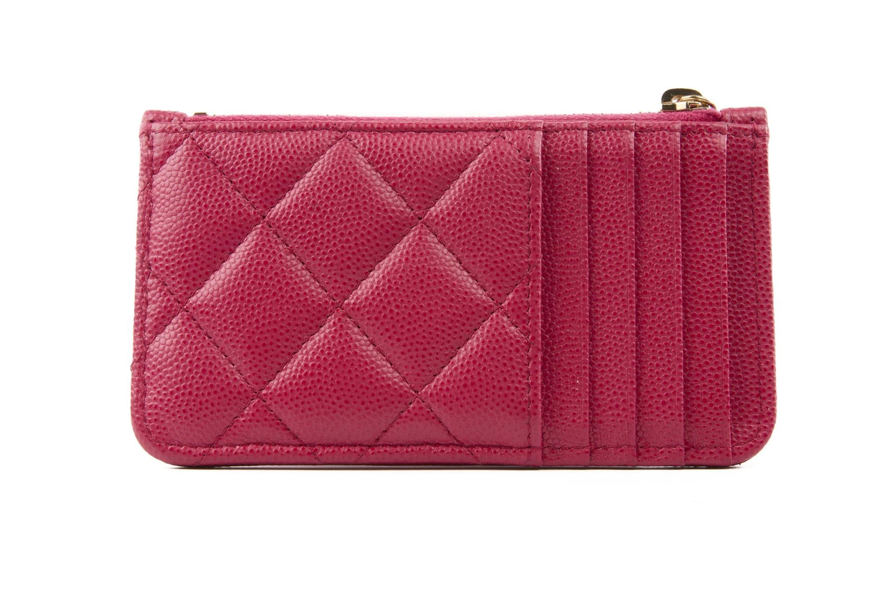 CHANEL PINK 2019 QUILTED CAVIAR LEATHER WALLET