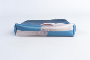 ANYA HINDMARCH BLUE SATIN POUCH