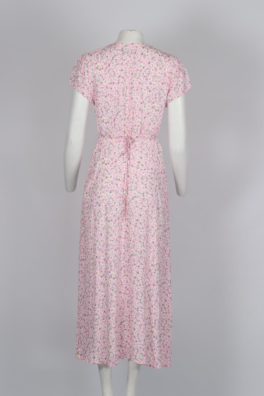 RIXO FLORAL PRINT CREPE MIDI DRESS UK 8