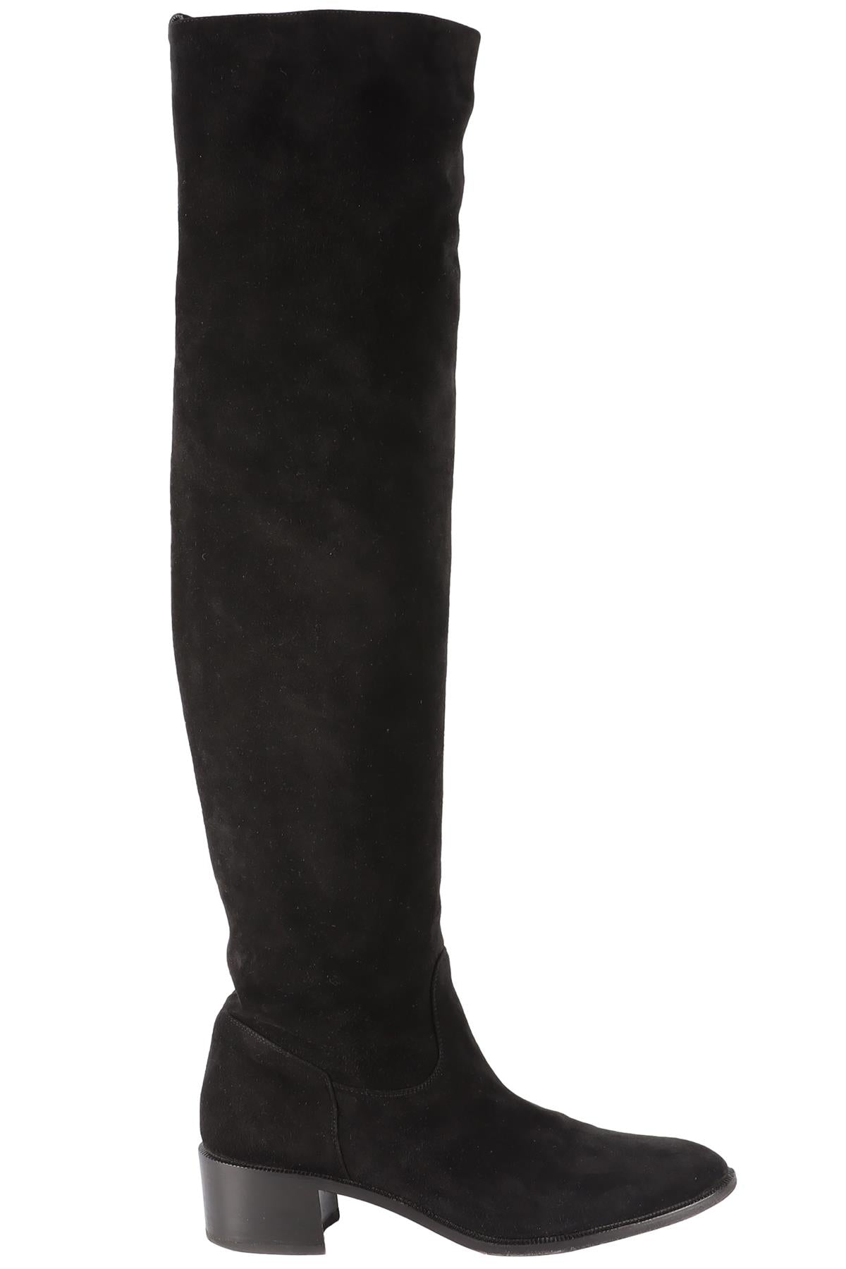 CHRISTIAN DIOR BLACK GLOBAL SUEDE OVER THE KNEE BOOTS EU 38.5 UK 5.5 US 8.5
