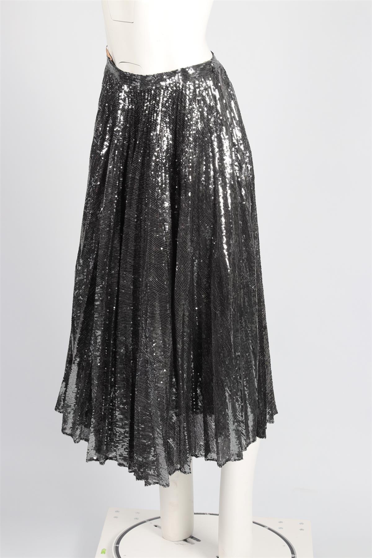 MARCO DE VINCENZO GREY SEQUIN MIDI SKIRT IT 42 UK 10