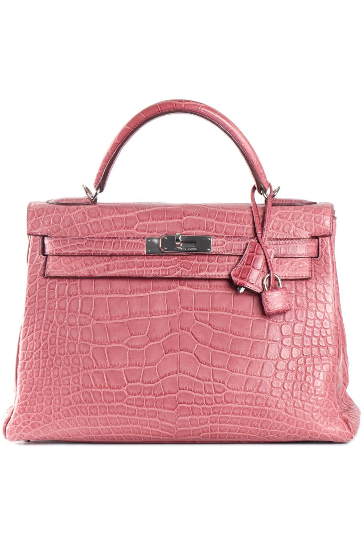 HERMÈS PINK 2011 KELLY RETOURNE 32CM MATTE ALLIGATOR LEATHER BAG