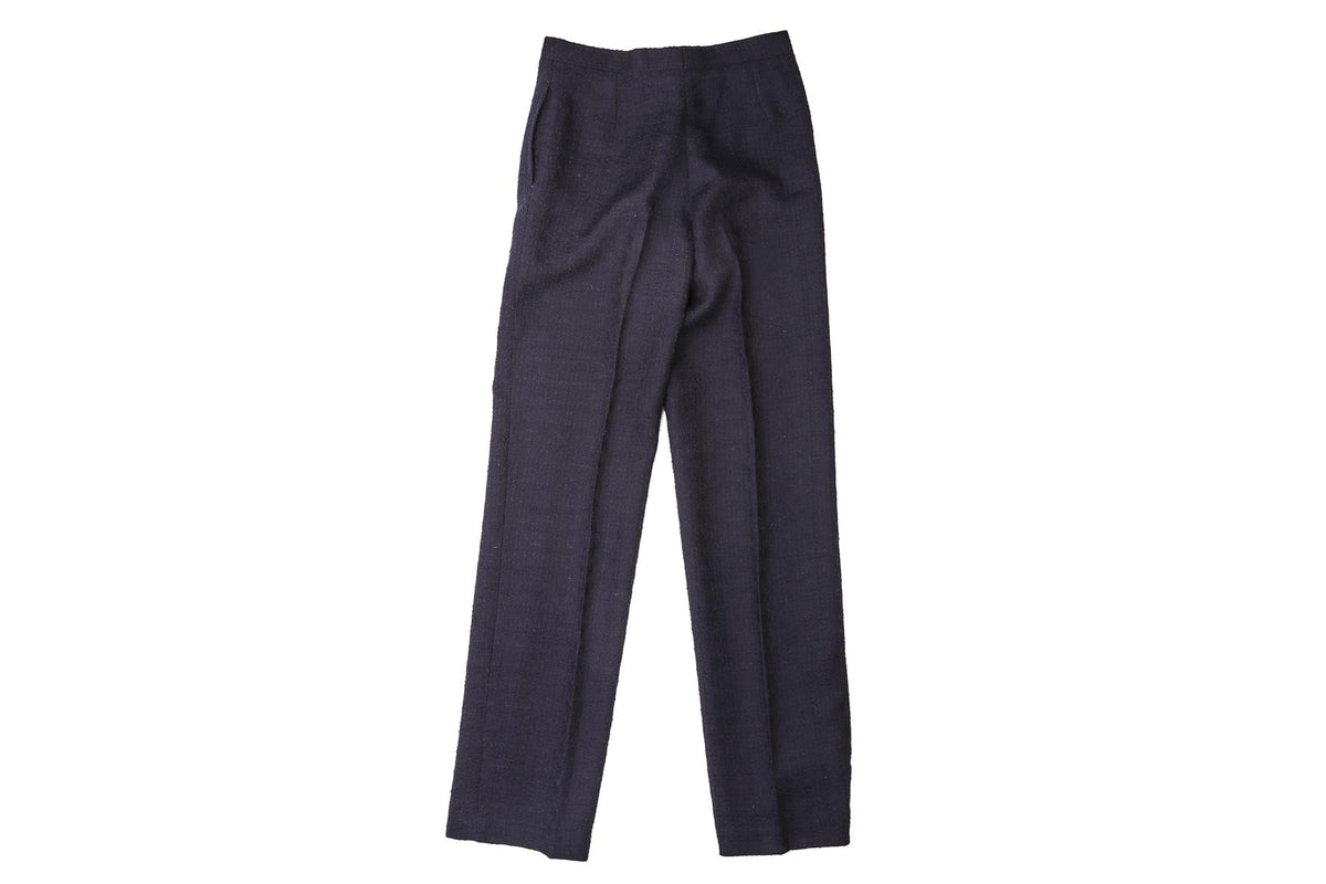 NAVY WOOL STRAIGHT LEG PANTS