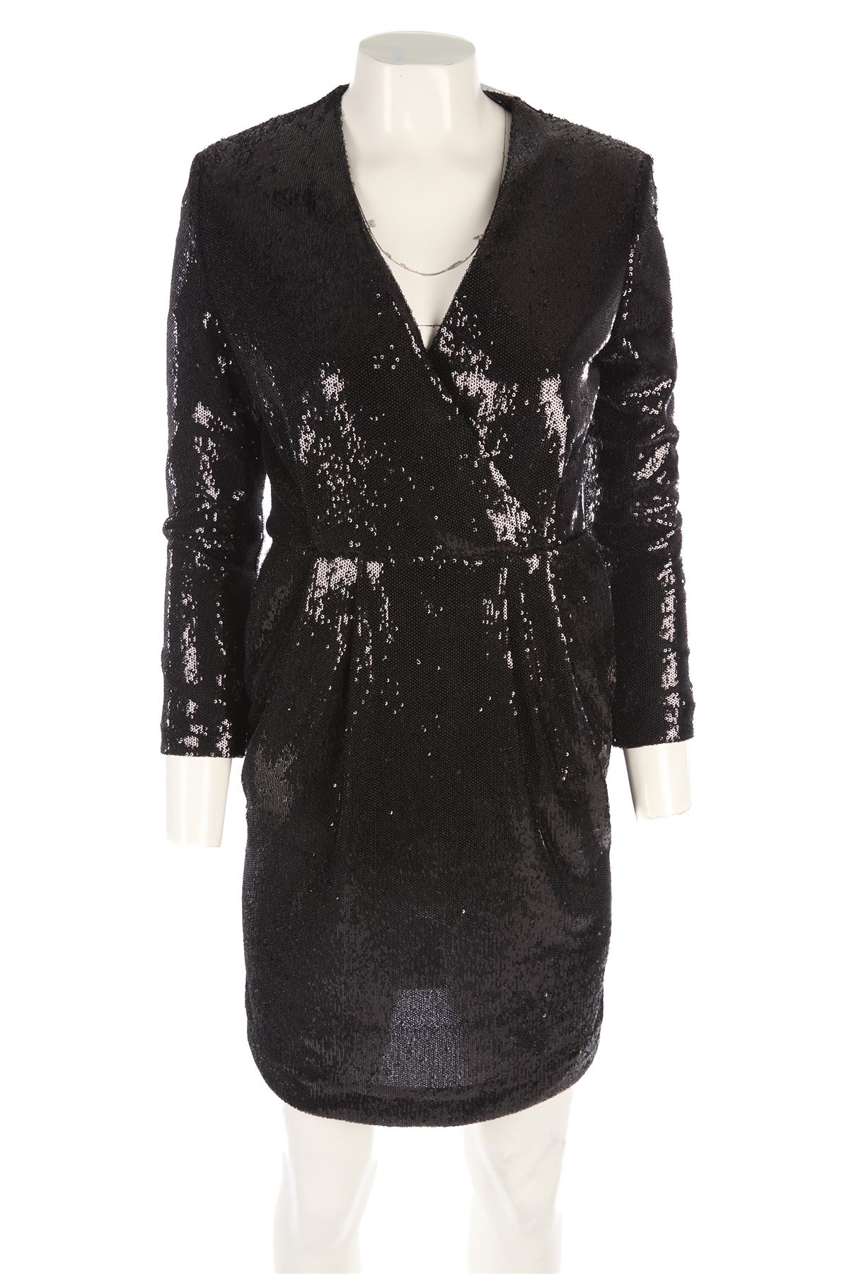 P.A.R.O.S.H BLACK SEQUIN MINI DRESS XSMALL