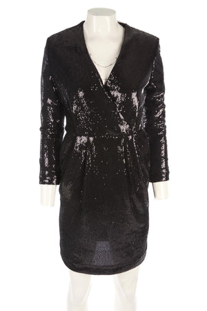 P.A.R.O.S.H BLACK SEQUIN MINI DRESS XSMALL