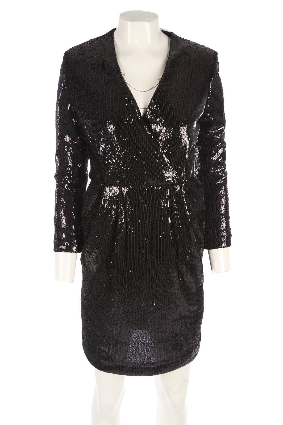 P.A.R.O.S.H BLACK SEQUIN MINI DRESS XSMALL