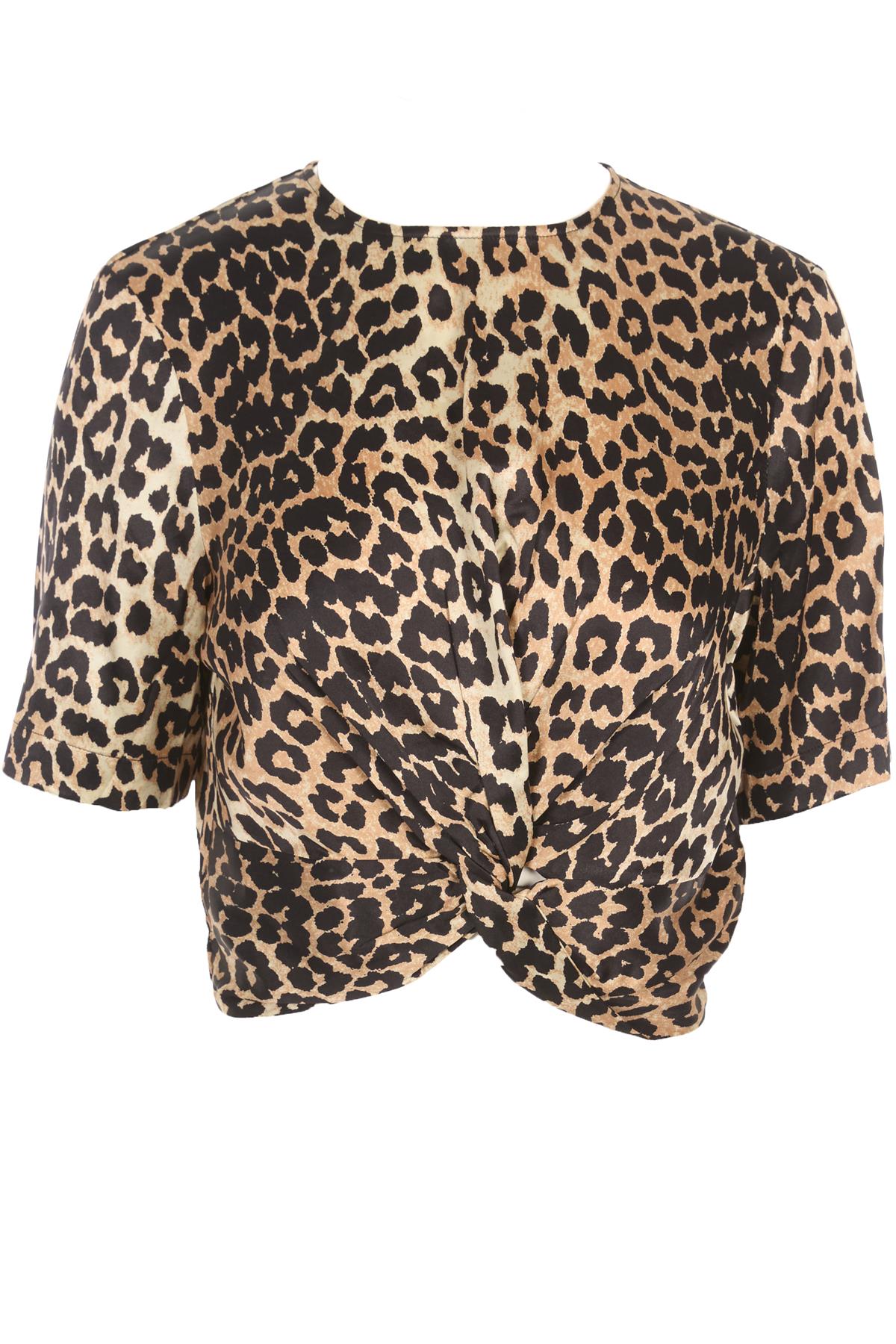 GANNI BROWN SILK TOP DE 40 UK 12