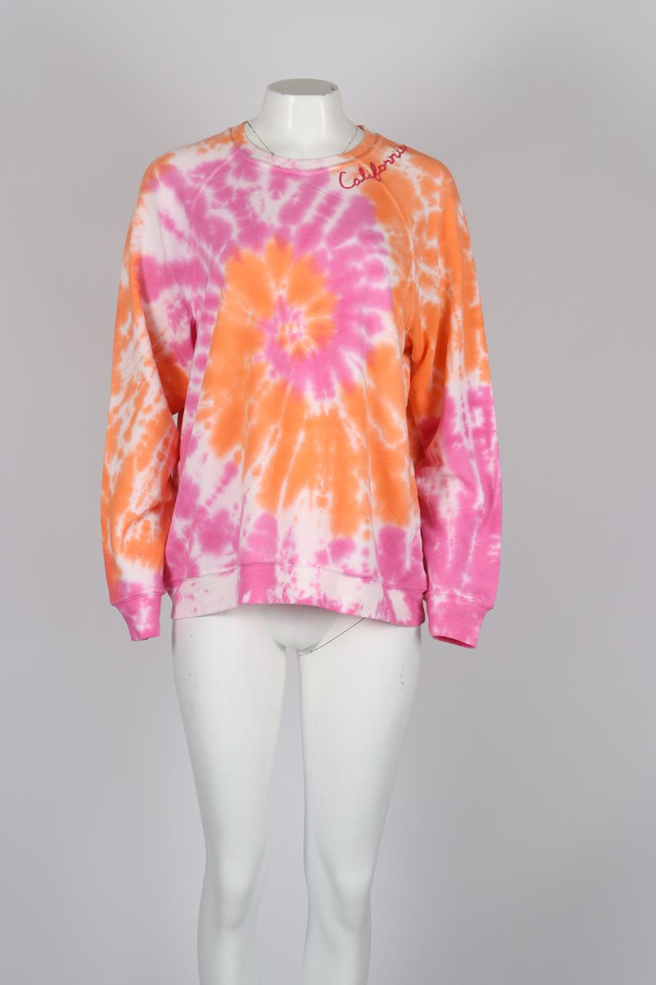 I STOLE MY BOYFRIEND'S SHIRT TIE DYED COTTON JERSEY SWEATSHIRT MEDIUM-LARGE