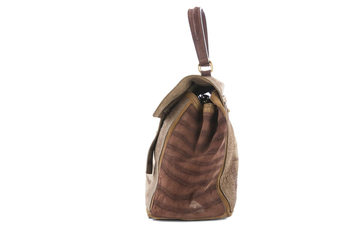 YVES SAINT LAURENT BROWN MUSE TWO SUEDE TOTE BAG