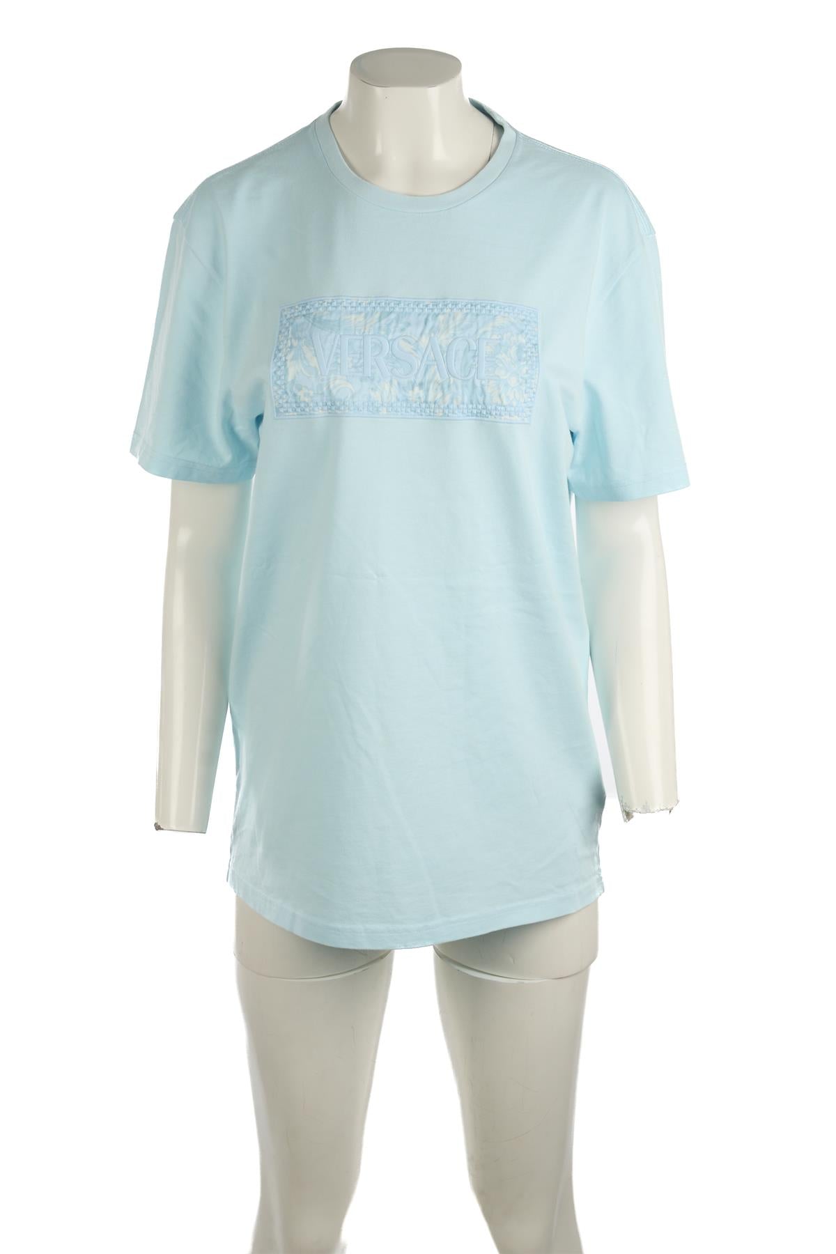 VERSACE BLUE COTTON T-SHIRT IT 40 UK 8