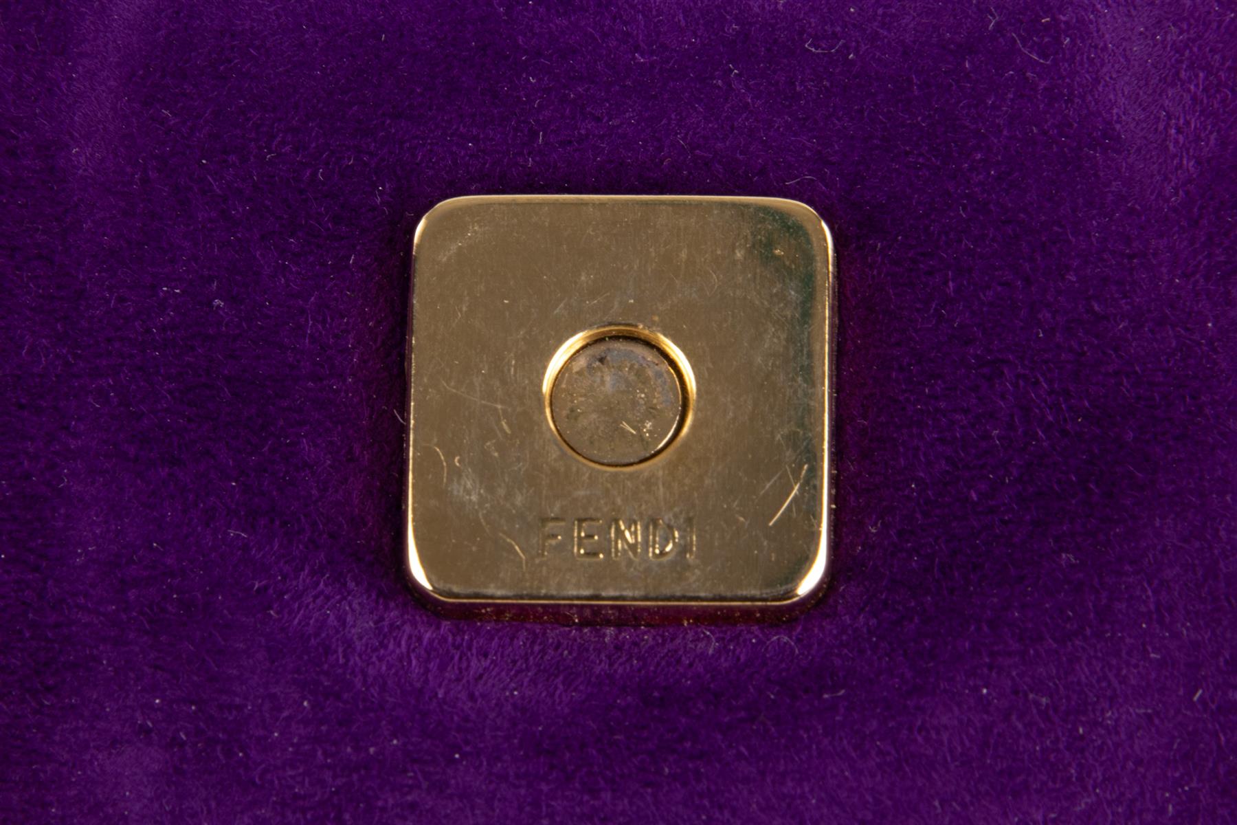 FENDI PURPLE BAGUETTE SUEDE SHOULDER BAG