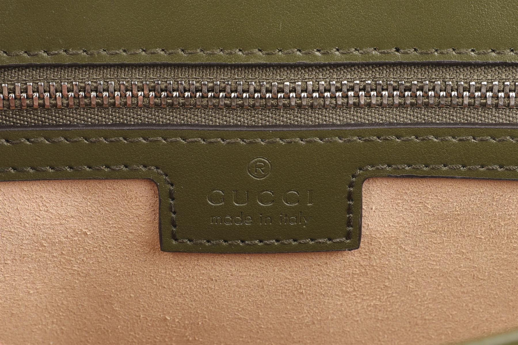 GUCCI GREEN ARIA MARMONT SMALL LEATHER SHOULDER BAG