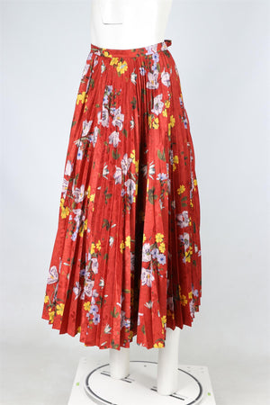 ERDEM RED SATIN MIDI SKIRT UK 6