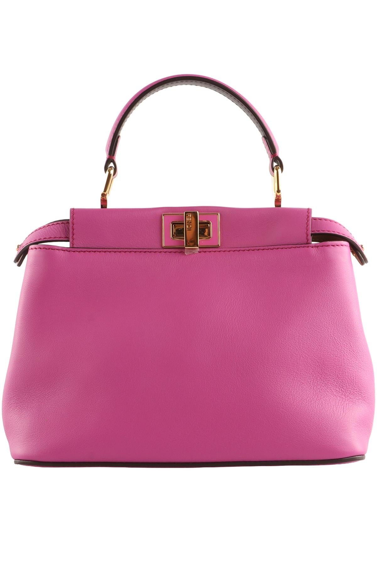 FENDI PINK PEEKABOO MINI BICOLOR LEATHER TOTE BAG