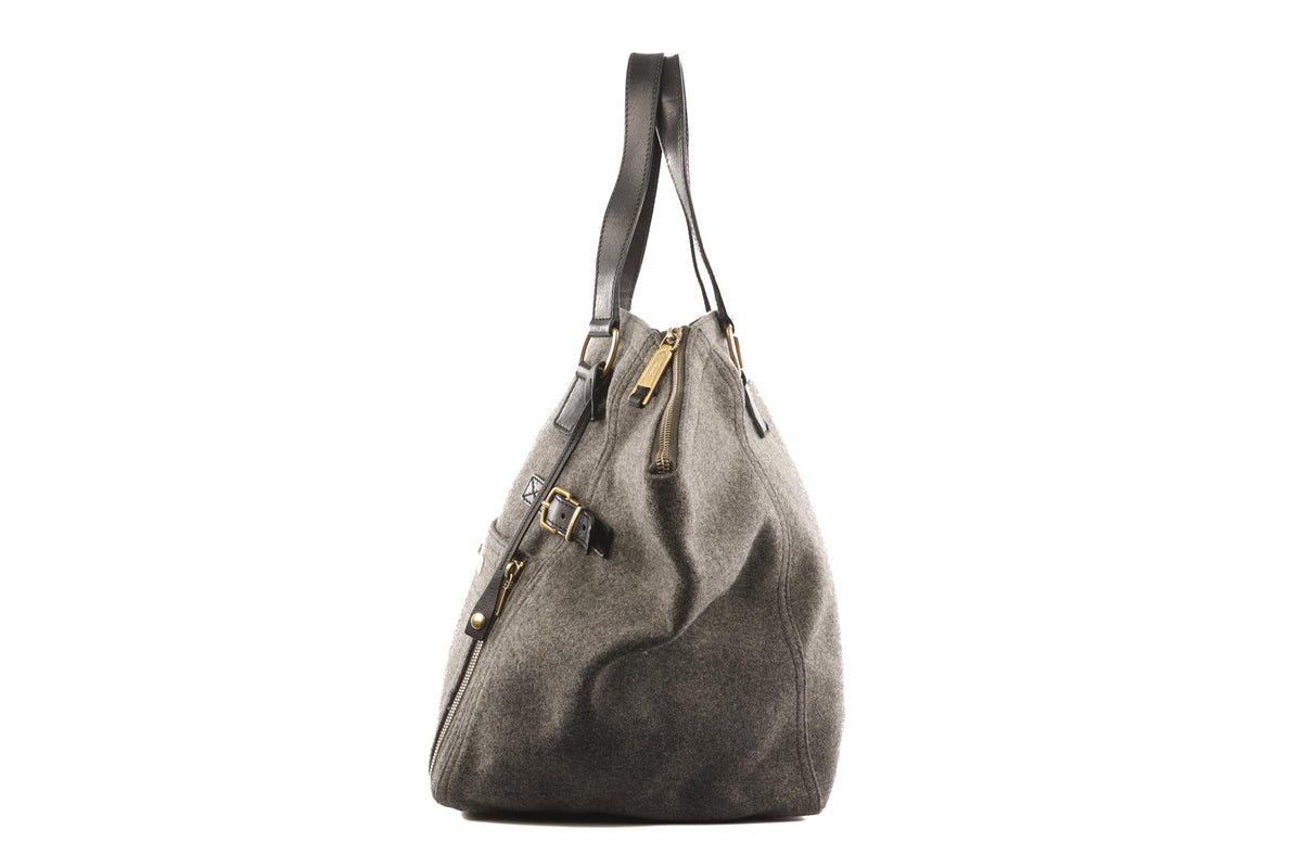 YVES SAINT LAURENT GREY DOWNTOWN FELT TOTE BAG