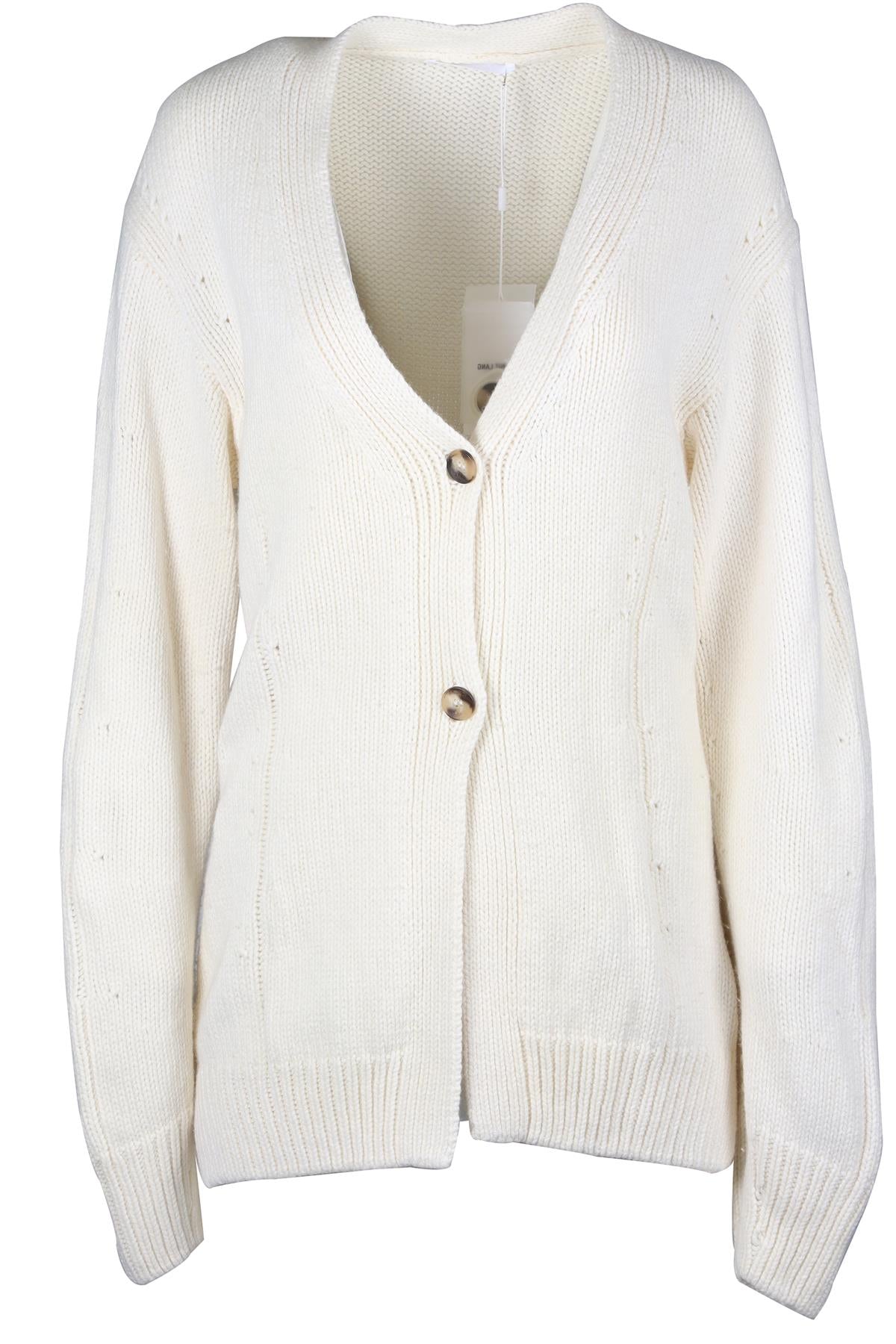 HELMUT LANG IVORY WOOL BLEND CARDIGAN LARGE