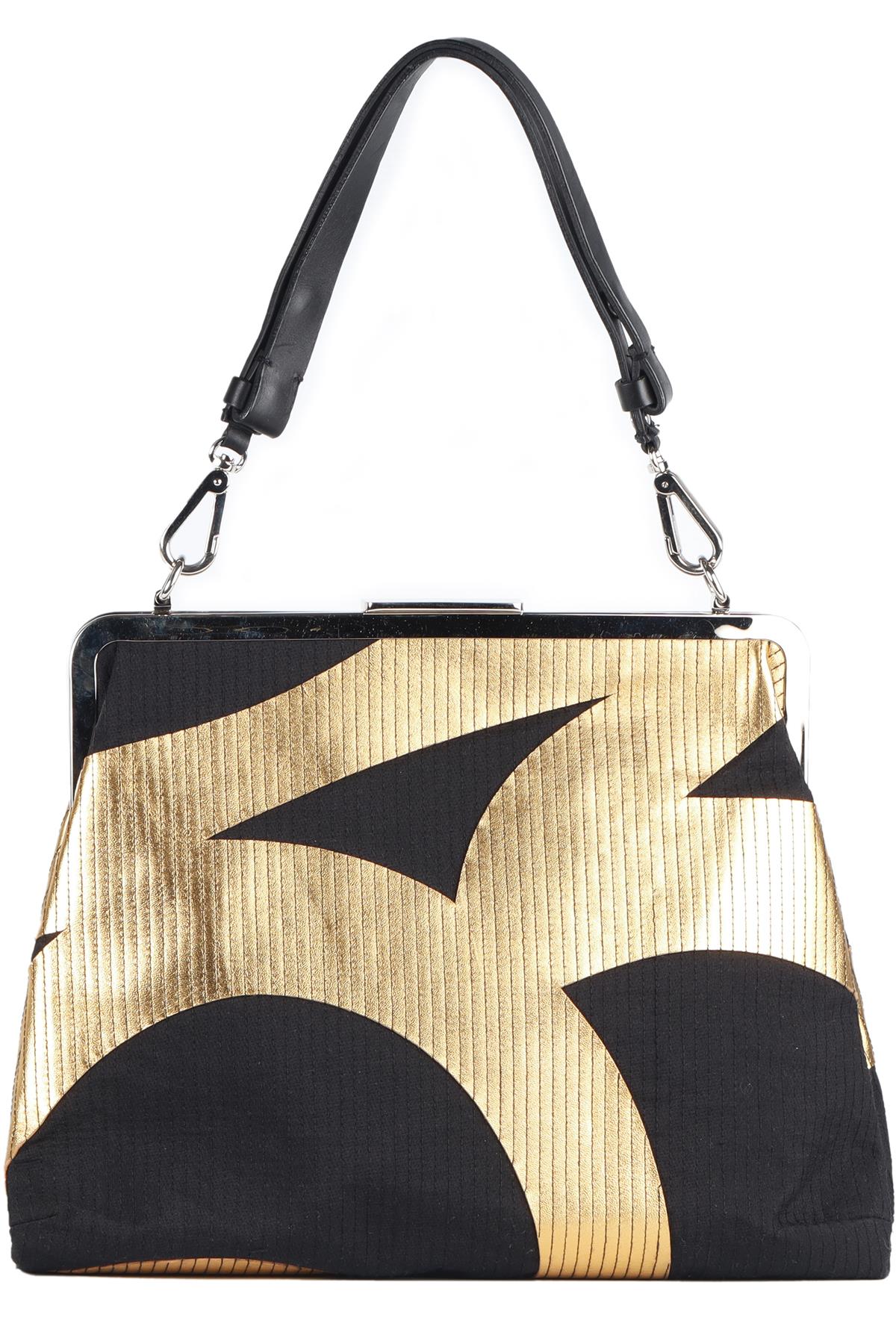 MARNI BLACK FABRIC AND LEATHER SHOULDER BAG