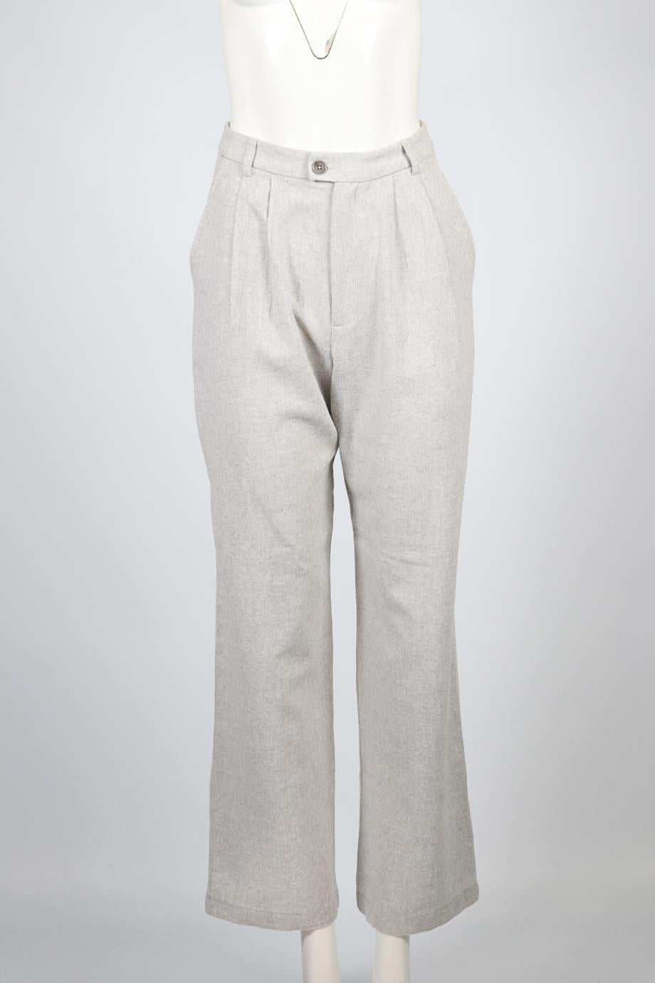 REFORMATION GREY WOOL-BLEND TROUSERS US 2 UK 6