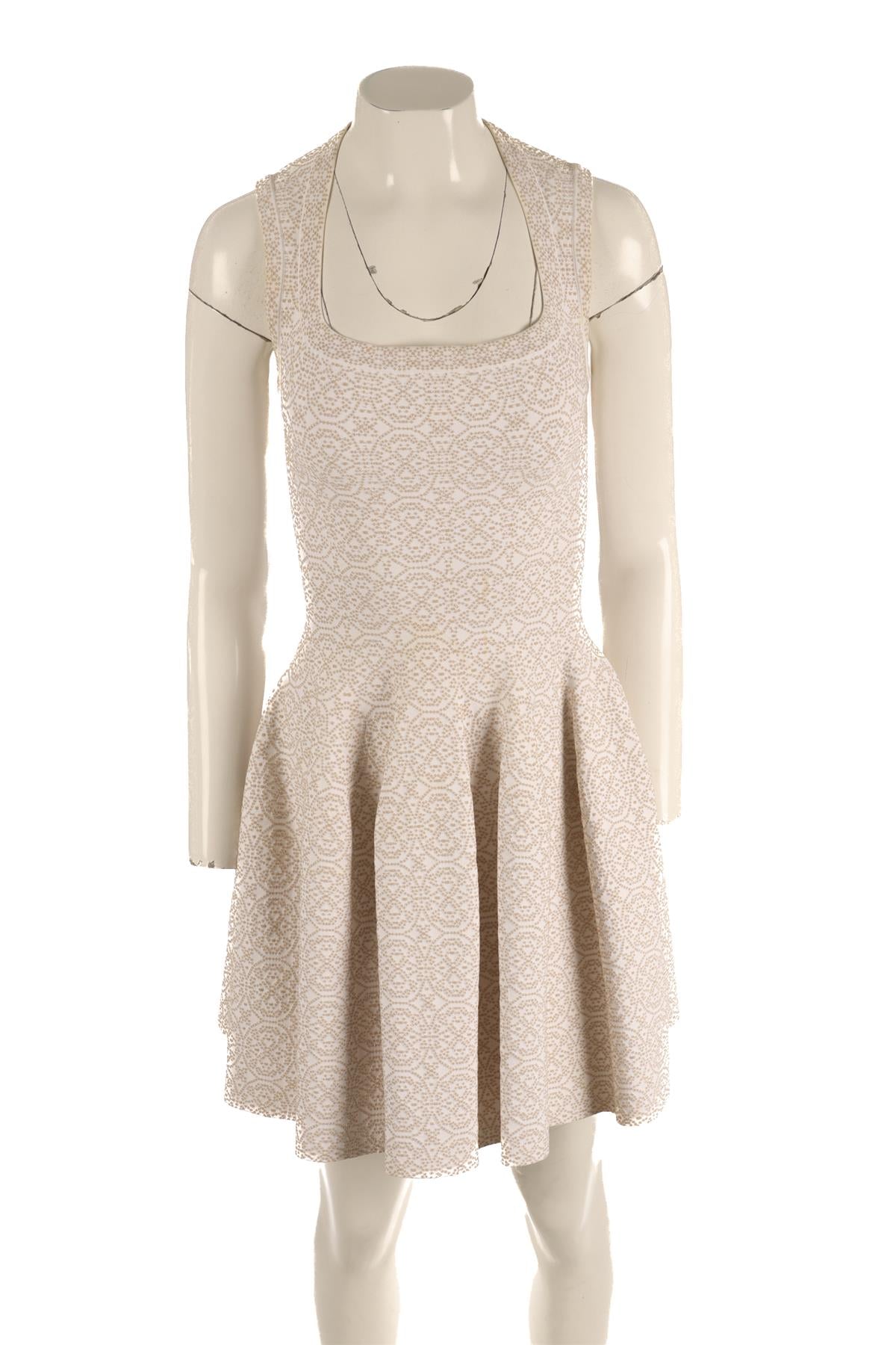 ALAÏA BEIGE KNIT MINI DRESS FR 42 UK 14