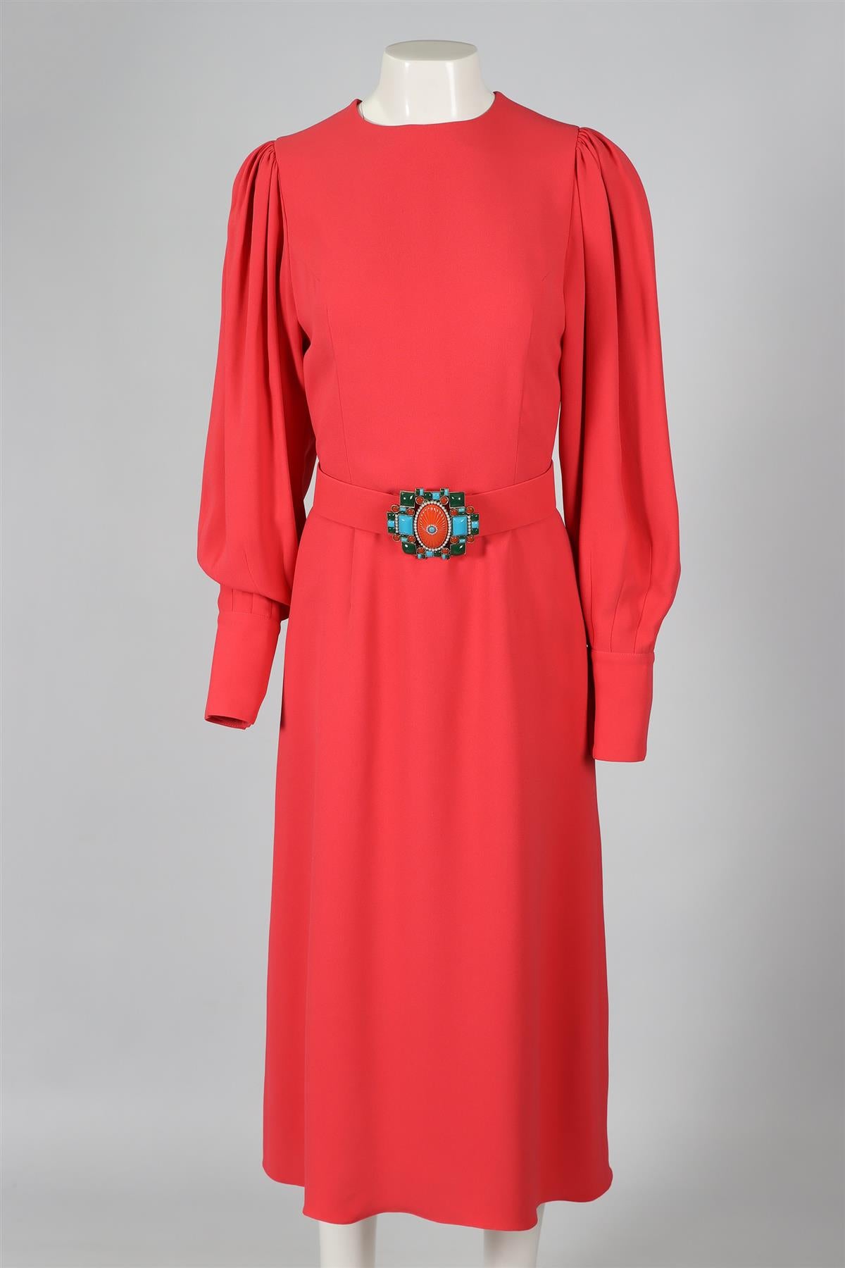 ANDREW GN PINK CREPE MAXI DRESS FR 38 UK 10