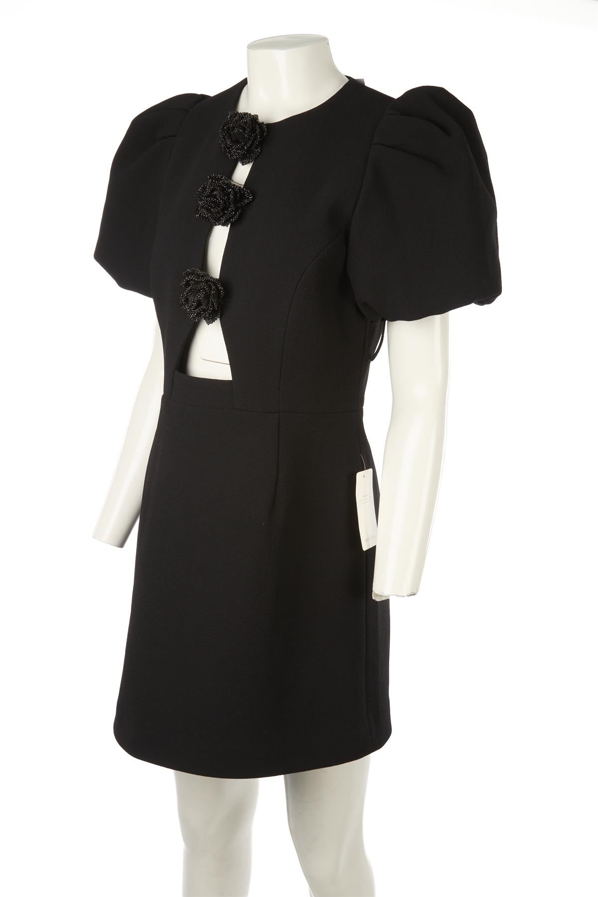REBECCA VALLANCE BLACK CREPE MINI DRESS UK 14