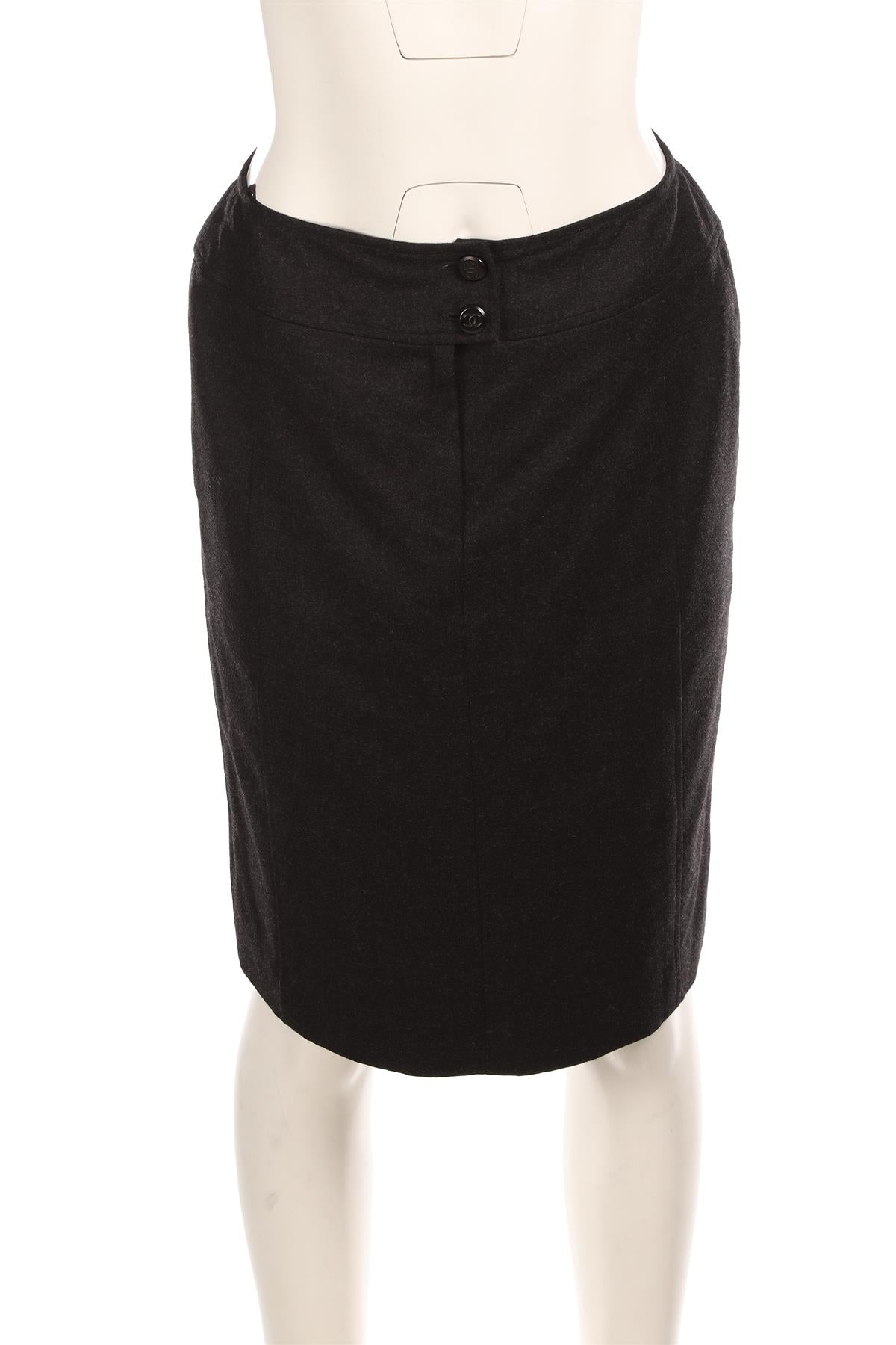 CHANEL GREY 1998 WOOL SKIRT SET FR 38 UK 10