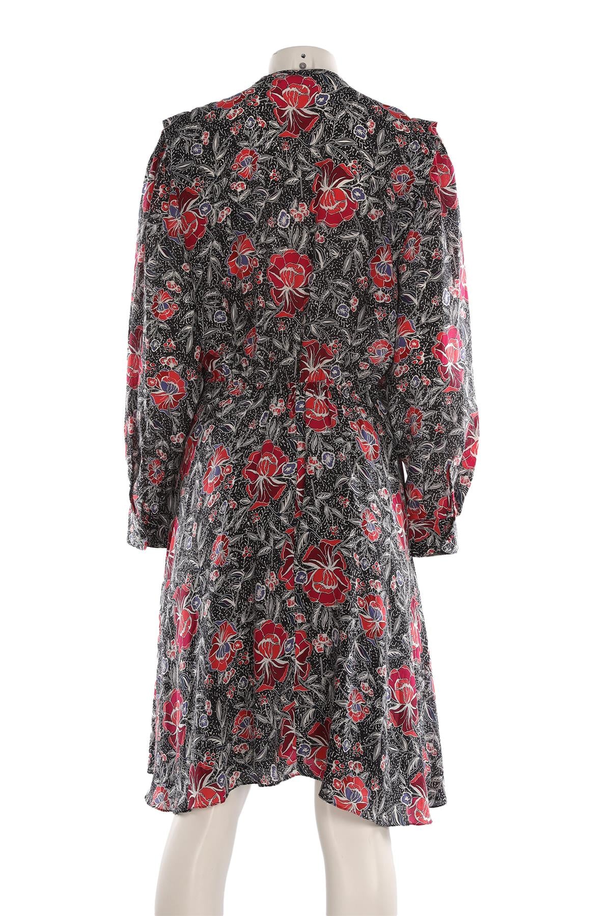 ISABEL MARANT ETOILÉ BLACK SILK MIDI DRESS FR 40 UK 12