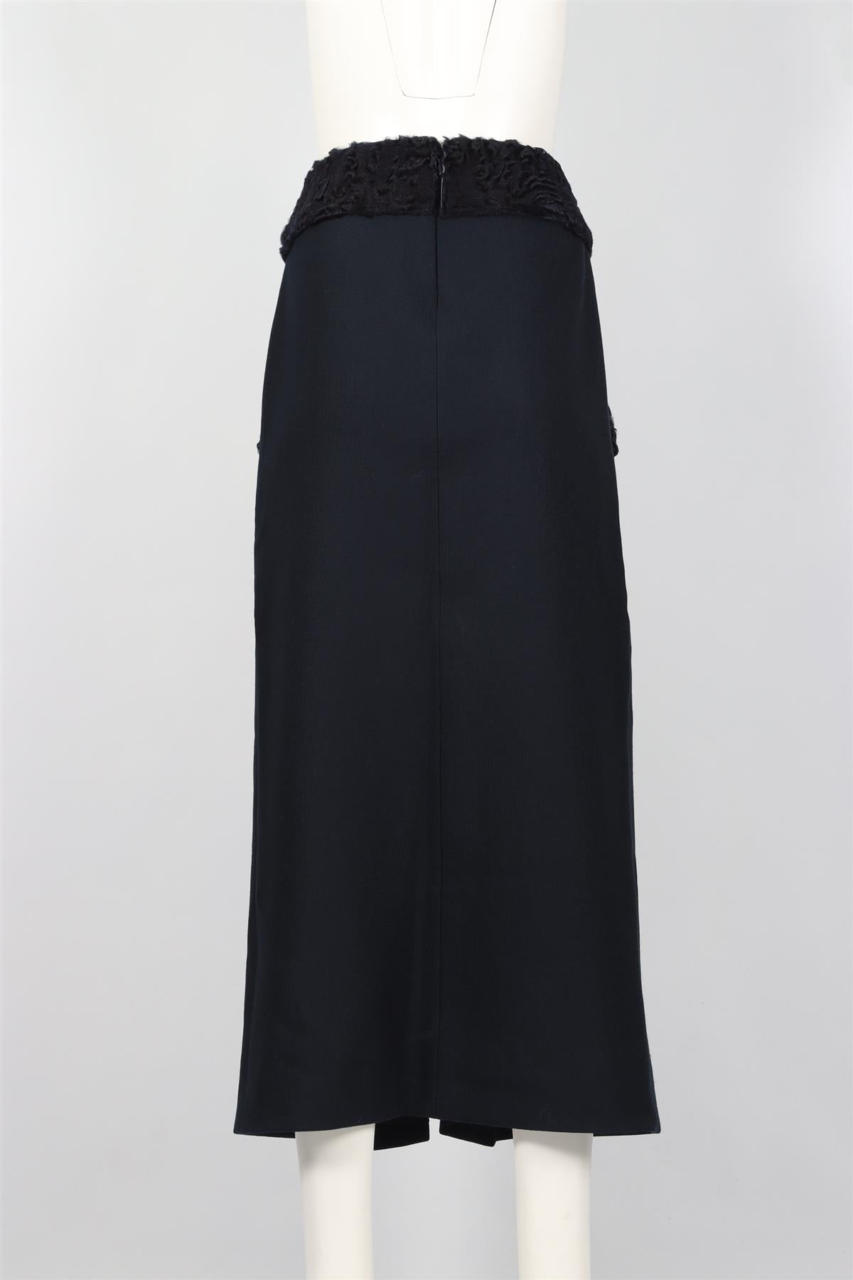 DOLCE & GABBANA NAVY WOOL MIDI SKIRT IT 42 UK 10