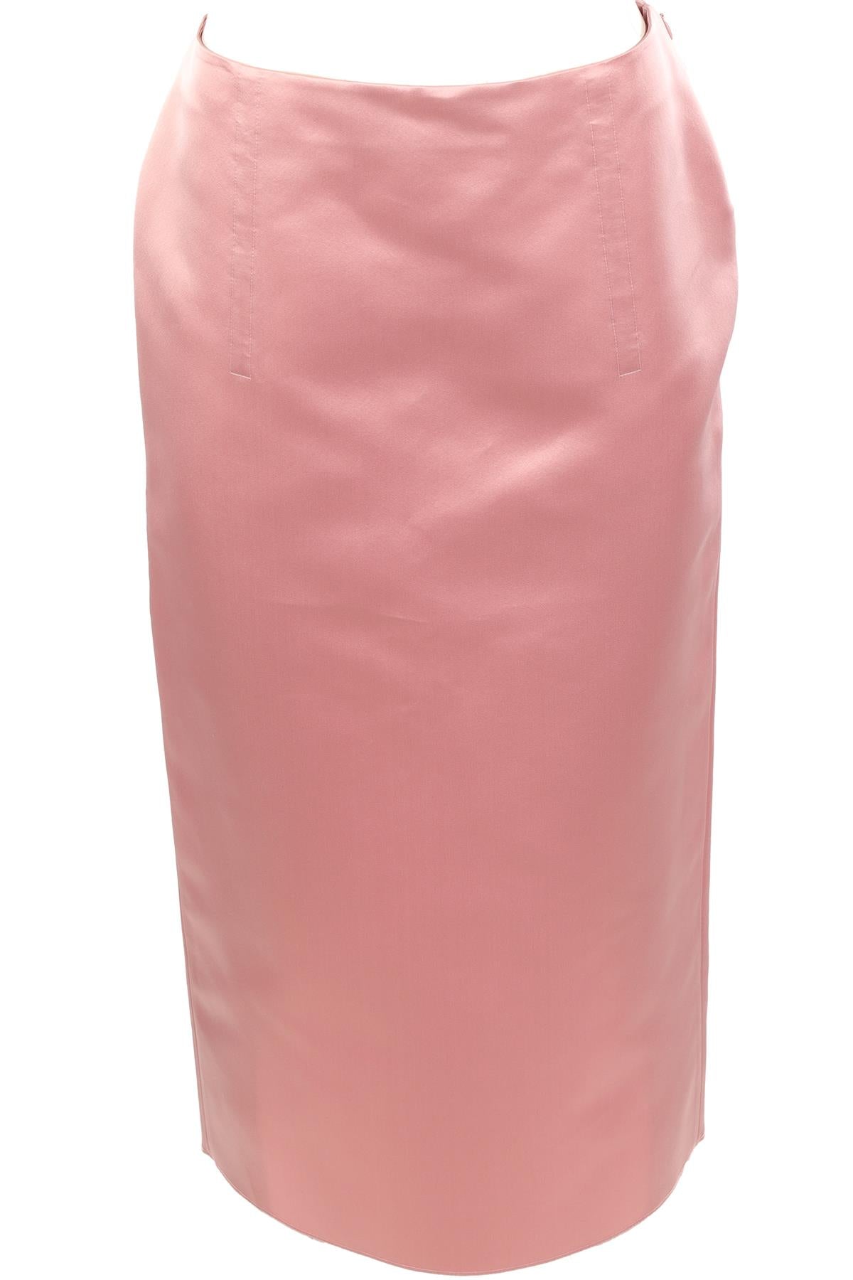 PRADA PINK SATIN MAXI SKIRT IT 42 UK 10