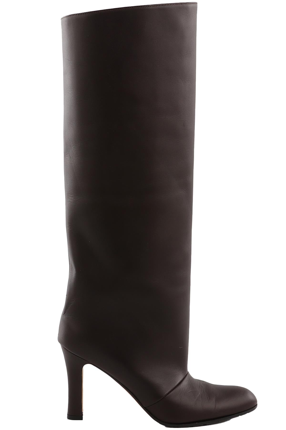 MANOLO BLAHNIK BROWN LEATHER KNEE HIGH BOOTS  EU 38.5 UK 5.5 US 8.5