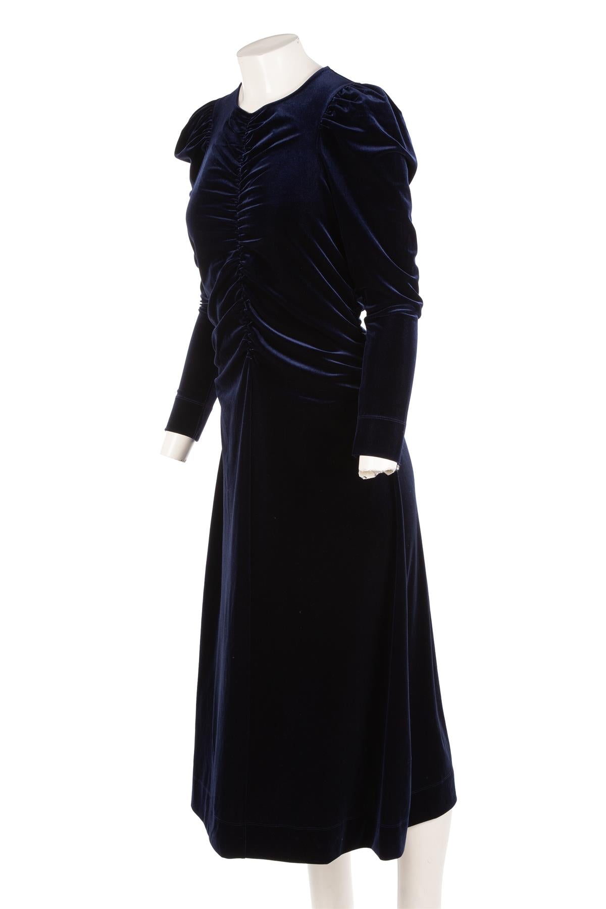 GANNI BLUE VELVET MAXI DRESS EU 40 UK 14