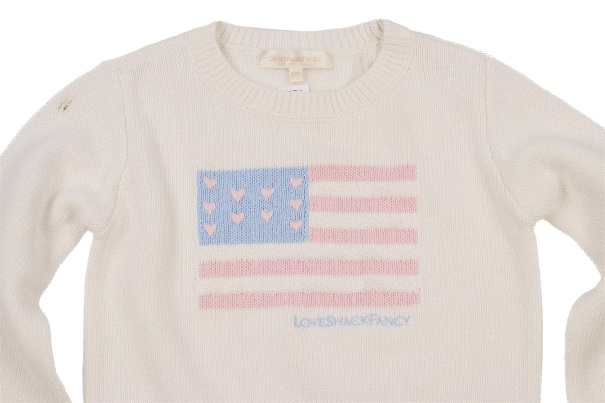 LOVESHACKFANCY WHITE KIDS GIRLS SWEATER 5-6 YEARS