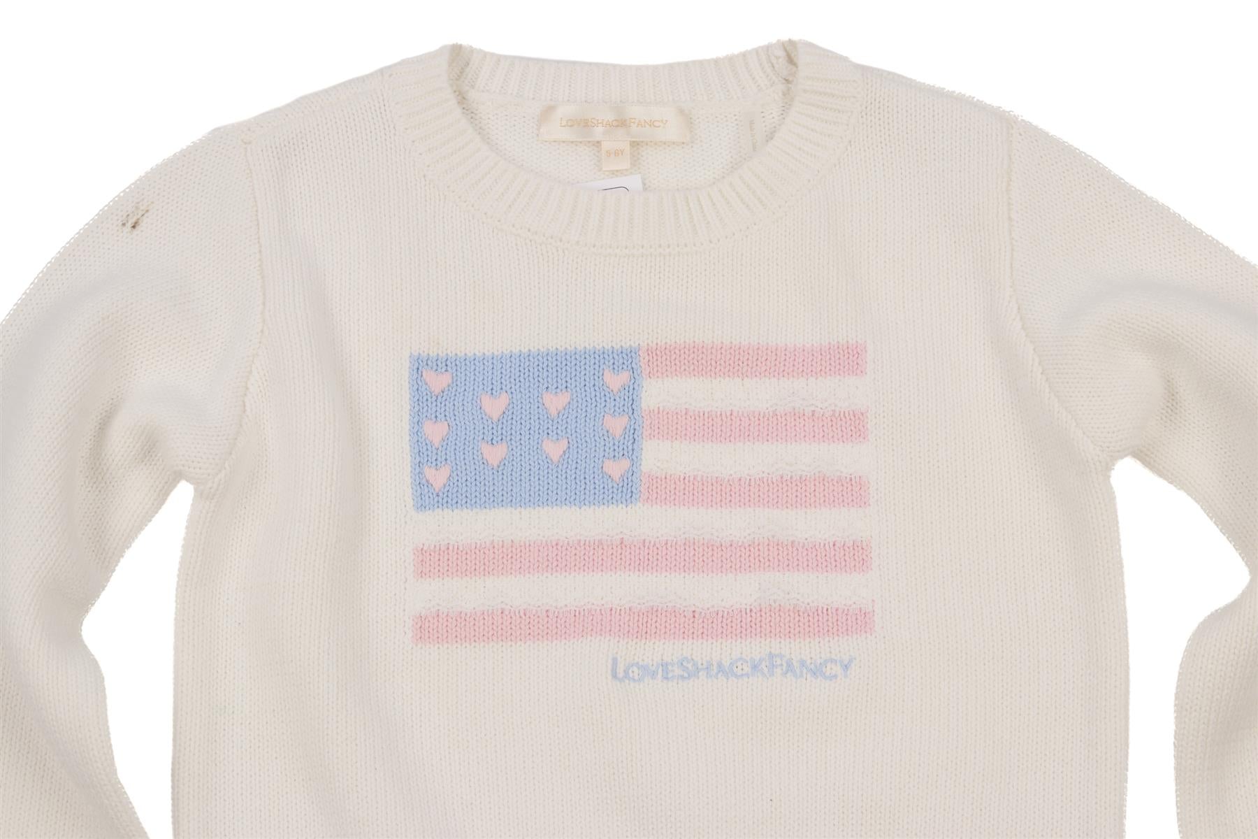 LOVESHACKFANCY WHITE KIDS GIRLS SWEATER 5-6 YEARS