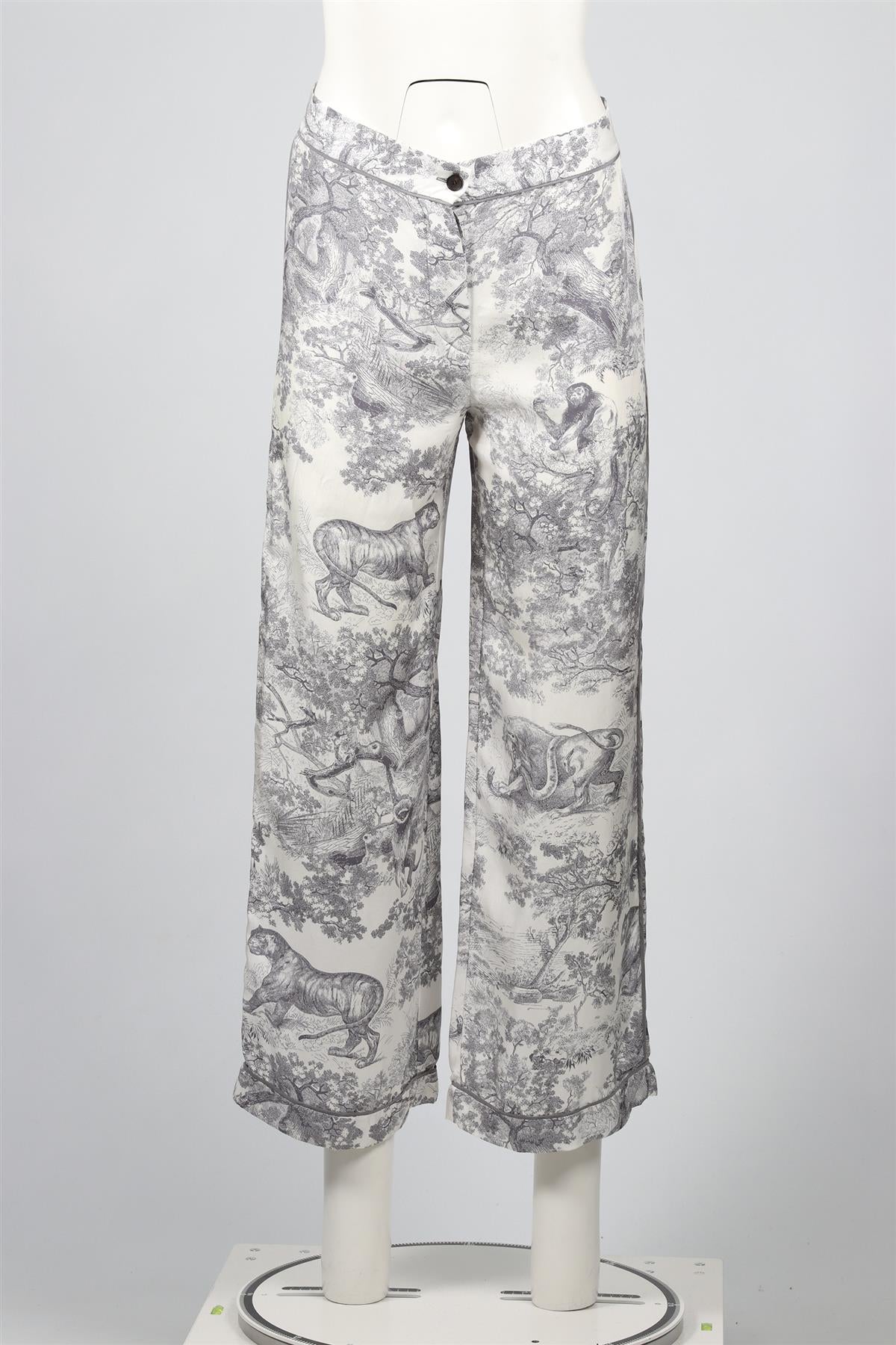 CHRISTIAN DIOR BLUE SILK WIDE LEG PANTS FR 34 UK 6