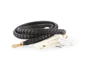 LOEWE BLACK WOVEN SPIRAL LEATHER SHOULDER STRAP