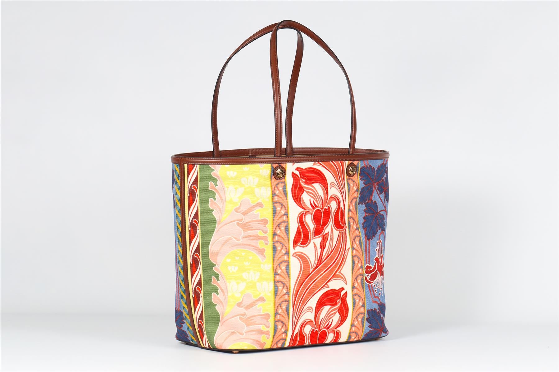 ETRO MULTICOLOURED COFFA LARGE CANVAS AND LEATHER TOTE BAG