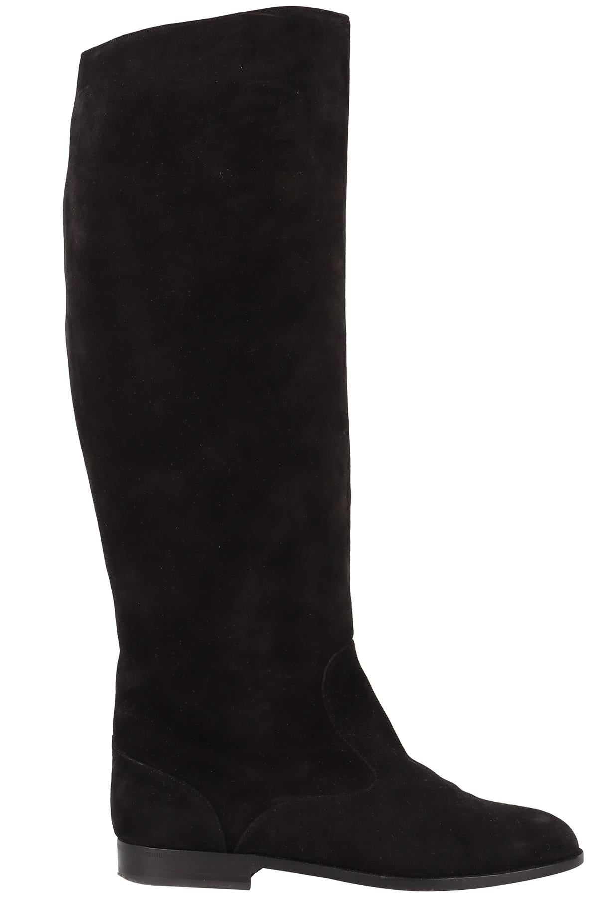 MANOLO BLAHNIK BLACK VINTAGE SUEDE KNEE HIGH BOOTS EU 38 UK 5 US 8